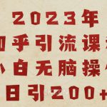 2023知乎引流课程，小白无脑操作日引200+【揭秘】
